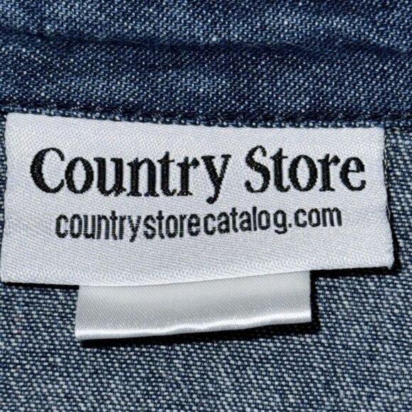 Country Store Denim Shirt With Plaid Sleeves Button-Down 3X 100% Cotton Womens - Picture 3 of 8